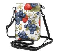 Mexpekil Borsa a tracolla in pelle per le donne a tracolla custodia per telefono impermeabile borsa portafoglio piccole borse da donna, Fragole Mirtilli, Taglia unica