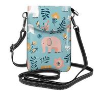 Mexpekil Borsa a tracolla in pelle per le donne a tracolla custodia per telefono impermeabile borsa portafoglio piccole borse da donna, Elefanti Fiori Foglie, Taglia unica