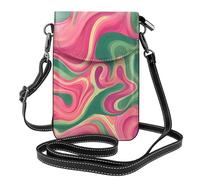 Mexpekil Borsa a tracolla in pelle per le donne a tracolla custodia per telefono impermeabile borsa portafoglio piccole borse da donna, Liquido Verde Rosa Fluente, Taglia unica