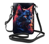 Mexpekil Borsa a tracolla in pelle per le donne a tracolla custodia per telefono impermeabile borsa portafoglio piccole borse da donna, Gatto ad acquerello., Taglia unica