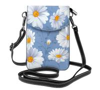 Mexpekil Borsa a tracolla in pelle per le donne a tracolla custodia per telefono impermeabile borsa portafoglio piccole borse da donna, Margherite bianche brillanti, Taglia unica