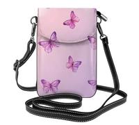 Mexpekil Borsa a tracolla in pelle per le donne a tracolla custodia per telefono impermeabile borsa portafoglio piccole borse da donna, Farfalle Viola Volare, Taglia unica