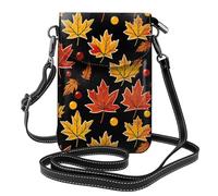Mexpekil Borsa a tracolla in pelle per le donne a tracolla custodia per telefono impermeabile borsa portafoglio piccole borse da donna, Foglie d'acero autunnali del Ringraziamento, Taglia unica