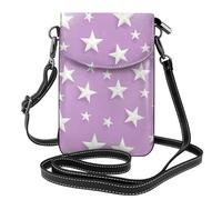 Mexpekil Borsa a tracolla in pelle per le donne a tracolla custodia per telefono impermeabile borsa portafoglio piccole borse da donna, Stelle Bianche Viola, Taglia unica