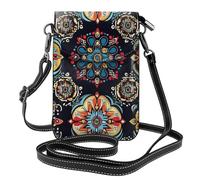 Mexpekil Borsa a tracolla in pelle per le donne a tracolla custodia per telefono impermeabile borsa portafoglio piccole borse da donna, Ornamenti etnici messicani, Taglia unica