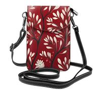 Mexpekil Borsa a tracolla in pelle per le donne a tracolla custodia per telefono impermeabile borsa portafoglio piccole borse da donna, Ramo di foglie rosse, Taglia unica