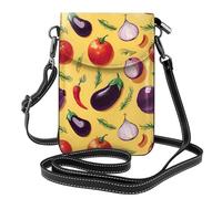 Mexpekil Borsa a tracolla in pelle per le donne a tracolla custodia per telefono impermeabile borsa portafoglio piccole borse da donna, Melanzane Pomodori Cipolle, Taglia unica