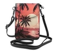 Mexpekil Borsa a tracolla in pelle per le donne a tracolla custodia per telefono impermeabile borsa portafoglio piccole borse da donna, Palme Tramonto, Taglia unica