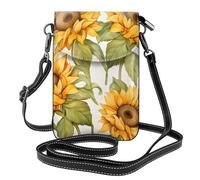 Mexpekil Borsa a tracolla in pelle per le donne a tracolla custodia per telefono impermeabile borsa portafoglio piccole borse da donna, Vintage Girasole Floreale, Taglia unica
