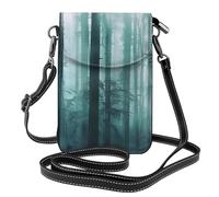 Mexpekil Borsa a tracolla in pelle per le donne a tracolla custodia per telefono impermeabile borsa portafoglio piccole borse da donna, Alberi della foresta nebbiosa, Taglia unica