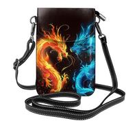 Mexpekil Borsa a tracolla in pelle per le donne a tracolla custodia per telefono impermeabile borsa portafoglio piccole borse da donna, Drago Blu Arancione, Taglia unica