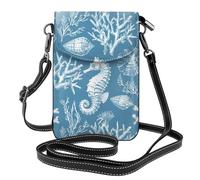 Mexpekil Borsa a tracolla in pelle per le donne a tracolla custodia per telefono impermeabile borsa portafoglio piccole borse da donna, Cavallucci marini corallo, Taglia unica