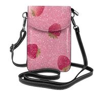 Mexpekil Borsa a tracolla in pelle per le donne a tracolla custodia per telefono impermeabile borsa portafoglio piccole borse da donna, Modello Fragole Glitter Rosa, Taglia unica