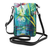 Mexpekil Borsa a tracolla in pelle per le donne a tracolla custodia per telefono impermeabile borsa portafoglio piccole borse da donna, Pianta di libellule, Taglia unica