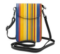 Mexpekil Borsa a tracolla in pelle per le donne a tracolla custodia per telefono impermeabile borsa portafoglio piccole borse da donna, Giallo Blu A Righe Lumin, Taglia unica