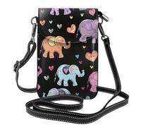 Mexpekil Borsa a tracolla in pelle per le donne a tracolla custodia per telefono impermeabile borsa portafoglio piccole borse da donna, Simpatici elefanti., Taglia unica