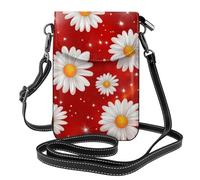 Mexpekil Borsa a tracolla in pelle per le donne a tracolla custodia per telefono impermeabile borsa portafoglio piccole borse da donna, Margherite rosse, Taglia unica