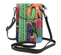 Mexpekil Borsa a tracolla in pelle per le donne a tracolla custodia per telefono impermeabile borsa portafoglio piccole borse da donna, Cactus colorato., Taglia unica