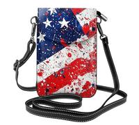 Mexpekil Borsa a tracolla in pelle per le donne a tracolla custodia per telefono impermeabile borsa portafoglio piccole borse da donna, Bandiera americana 4 luglio, Taglia unica