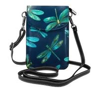 Mexpekil Borsa a tracolla in pelle per le donne a tracolla custodia per telefono impermeabile borsa portafoglio piccole borse da donna, Libellule Teal Art, Taglia unica