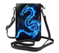 Mexpekil Borsa a tracolla in pelle per le donne a tracolla custodia per telefono impermeabile borsa portafoglio piccole borse da donna, Drago Blu Incandescente, Taglia unica