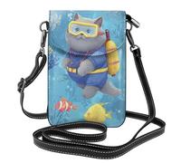 Mexpekil Borsa a tracolla in pelle per le donne a tracolla custodia per telefono impermeabile borsa portafoglio piccole borse da donna, Gatti grigi che si immergono, Taglia unica