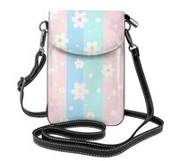 Mexpekil Borsa a tracolla in pelle per le donne a tracolla custodia per telefono impermeabile borsa portafoglio piccole borse da donna, Righe arcobaleno floreale, Taglia unica