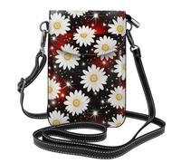 Mexpekil Borsa a tracolla in pelle per le donne a tracolla custodia per telefono impermeabile borsa portafoglio piccole borse da donna, Margherite con stelle scintillanti, Taglia unica