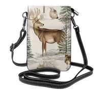 Mexpekil Borsa a tracolla in pelle per le donne a tracolla custodia per telefono impermeabile borsa portafoglio piccole borse da donna, Acquerello Foresta Animali, Taglia unica