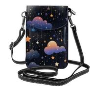 Mexpekil Borsa a tracolla in pelle per le donne a tracolla custodia per telefono impermeabile borsa portafoglio piccole borse da donna, Stelle Nuvole Cartoon, Taglia unica