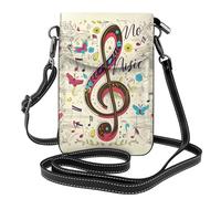 Mexpekil Borsa a tracolla in pelle per le donne a tracolla custodia per telefono impermeabile borsa portafoglio piccole borse da donna, Parola nota musicale, Taglia unica