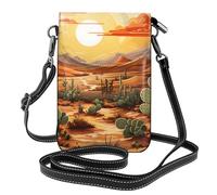 Mexpekil Borsa a tracolla in pelle per le donne a tracolla custodia per telefono impermeabile borsa portafoglio piccole borse da donna, Tramonto del cactus nel deserto, Taglia unica