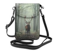 Mexpekil Borsa a tracolla in pelle per le donne a tracolla custodia per telefono impermeabile borsa portafoglio piccole borse da donna, Cervo della foresta nebbioso, Taglia unica