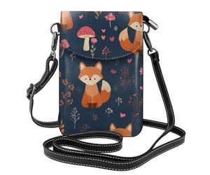 Mexpekil Borsa a tracolla in pelle per le donne a tracolla custodia per telefono impermeabile borsa portafoglio piccole borse da donna, Funghi Volpi Cartoon, Taglia unica