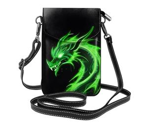 Mexpekil Borsa a tracolla in pelle per le donne a tracolla custodia per telefono impermeabile borsa portafoglio piccole borse da donna, Drago di fuoco verde, Taglia unica