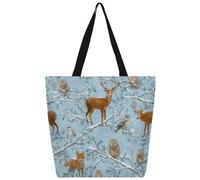 Mexpekil Borsa a tracolla in tela con animali della neve invernale per donne e ragazze borse per la spesa riutilizzabili grandi borse da donna borsa a tracolla multiuso