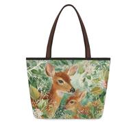 Mexpekil Borsa a tracolla riutilizzabile da donna, cervo selvatico, alce selvatica, grande capacità, graziosa borsa a tracolla per shopping, spesa, lavoro, libro, Cervo Sika Alce selvatico, Small