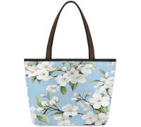 Mexpekil Borsa a tracolla riutilizzabile da donna, con fiori di pera bianchi, grande capacità, graziosa borsa a tracolla per shopping, lavoro, libri, Fiore Di Pera Bianca, Small