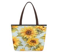 Mexpekil Borsa a tracolla riutilizzabile da donna, con girasole estiva, fiori di campagna, grande capacità, graziosa borsa a tracolla per shopping, spesa, lavoro, libro, Floal Girasole, Medium