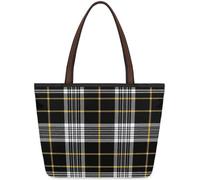 Mexpekil Borsa a tracolla riutilizzabile da donna, motivo scozzese a quadri, stampa classica a griglia, grande capacità, graziosa borsa a tracolla per shopping, lavoro, libro, Motivo scozzese a quadri