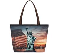 Mexpekil Borsa a tracolla riutilizzabile da donna, Statua della Libertà, grande capacità, graziosa borsa a tracolla per shopping, lavoro, libro, Statua della Libertà, Small