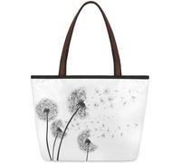 Mexpekil Borsa a tracolla riutilizzabile da donna, vintage, classica, con dente di leone, fiori, stampa artistica, grande capacità, graziosa borsa a tracolla per shopping, spesa, lavoro, libro, Fiori