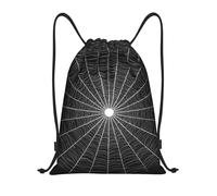 Mexpekil Borsa da nuoto impermeabile con coulisse per Halloween con ragnatela bianca nera e bianca, Nero Bianco Ragnatela Halloween, S, Minimalista