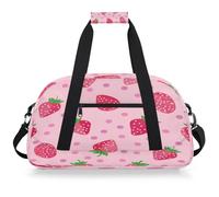 Mexpekil Borsa da palestra da viaggio a pois rosa fragola per ragazze ragazzi borse da viaggio per il fine settimana borsa impermeabile per sport danza scuola pratica