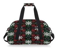Mexpekil Borsa da palestra da viaggio a quadri rosso verde con fiocco di neve per ragazze ragazzi borse da viaggio per il fine settimana borsa impermeabile per sport danza scuola pratica