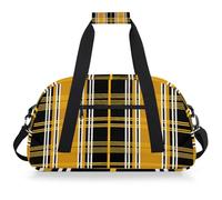 Mexpekil Borsa da palestra da viaggio a scacchi gialli e neri per ragazze e ragazzi borse da viaggio per il fine settimana borsa impermeabile per sport danza scuola pratica