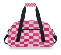 Mexpekil Borsa da palestra da viaggio a scacchiera rosa viola per ragazze ragazzi borse da portare con sé durante la notte del fine settimana borsa impermeabile per sport danza scuola pratica