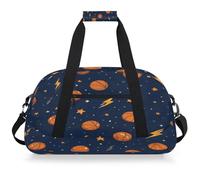 Mexpekil Borsa da palestra da viaggio arancione con stelle da basket per ragazze e ragazzi borse da viaggio per il fine settimana borsa impermeabile per sport danza scuola pratica