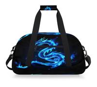 Mexpekil Borsa da palestra da viaggio blu con drago incandescente per ragazze ragazzi borse da viaggio per il fine settimana borsa impermeabile per sport danza scuola pratica