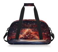 Mexpekil Borsa da palestra da viaggio con albero di Natale rosso magico per ragazze e ragazzi, borsa da viaggio per il fine settimana borsa impermeabile per sport danza scuola pratica